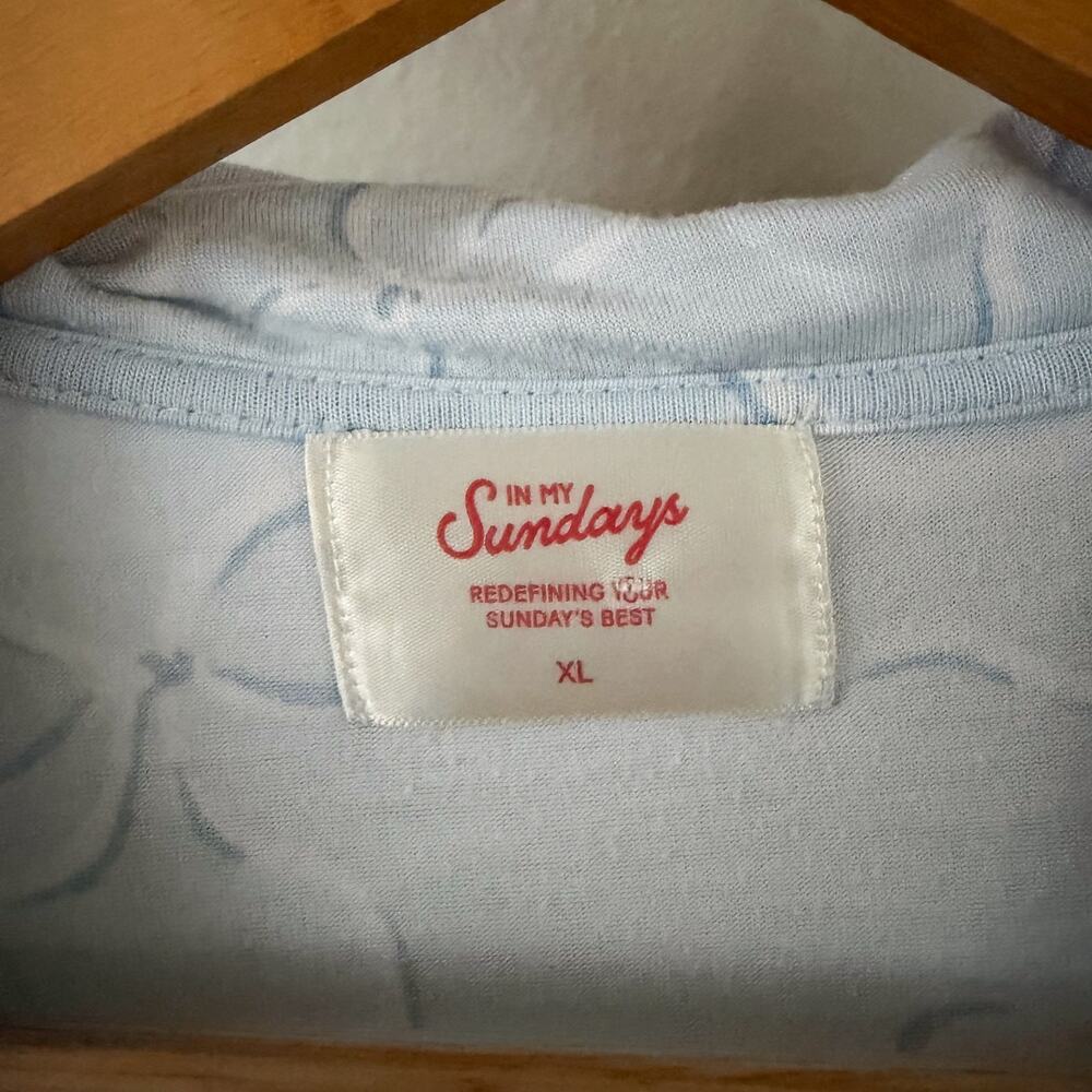 In My Sundays Heirloom Bows Sky Blue Pajama Set XL Tencel Button Front Lounge - Picture 6 of 15